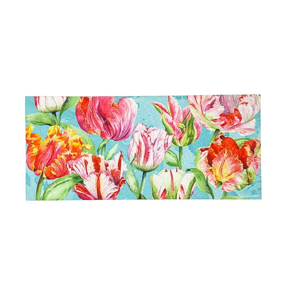 Evergreen Tulip Season Sassafras Indoor Outdoor Switch Doormat 1'10"x10" Multicolored
