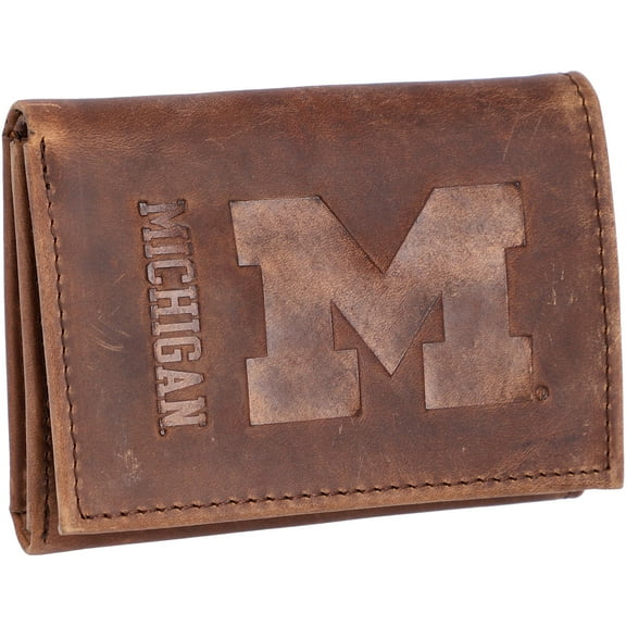 Evergreen University of Michigan Crazy Horse Collection Tri-Fold Wallet