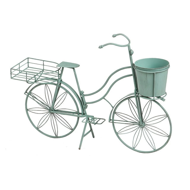 Evergreen Vintage Teal Bicycle Planter Outdoor Safe Decor
