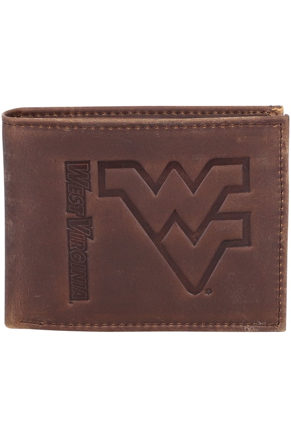 Brown West Virginia Mountaineers Bifold Leather Wallet