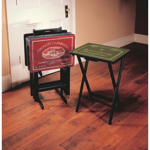 Evergreen Enterprises 5-Piece, Wine Label TV Trays with Stand