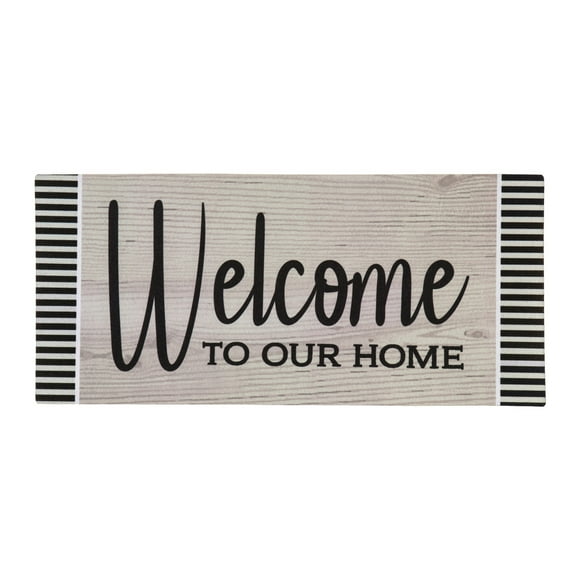 Evergreen Wood Grain Welcome Sassafras Indoor Outdoor Switch Doormat 1'10"x10" Multicolored