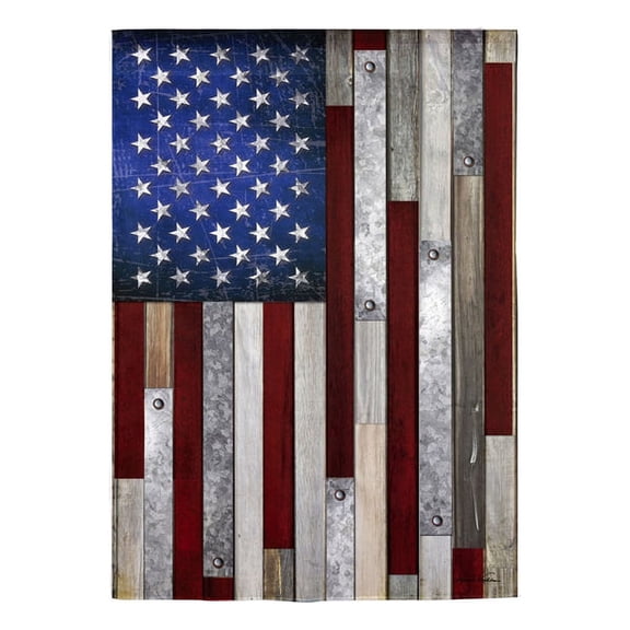 Evergreen Wood Stripe American Flag Garden Suede Flag