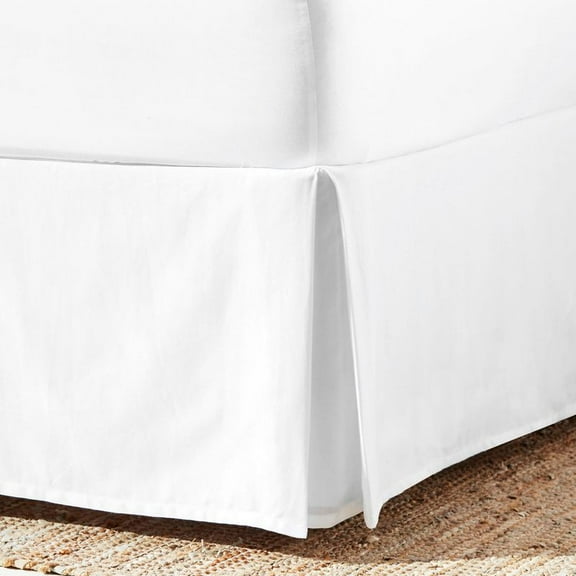 Everhome Cotton Sateen Bed Skirt, 5 Pleat, Tailored 15" Drop, White, Full