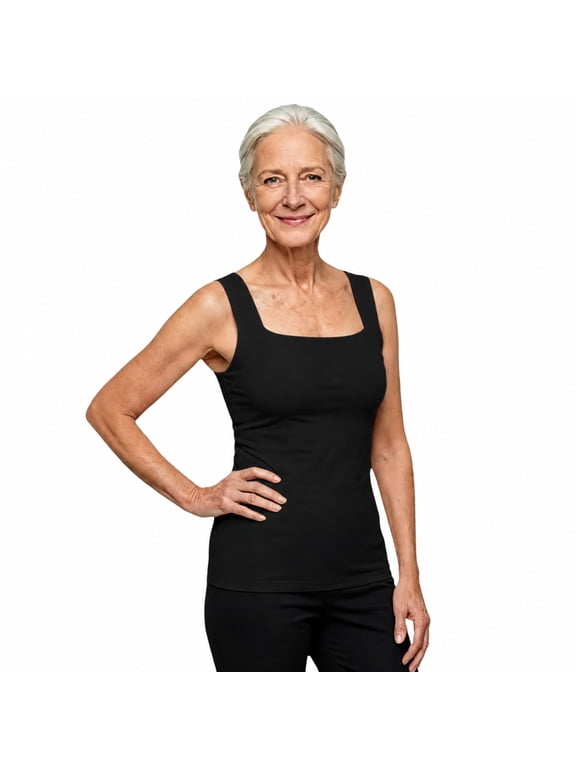 EveriCharm BraTop - ThermaCore Built-In Comfort Bra Tanktop for Women, Square Neck Padded Wirefree Camisole with Wide Straps