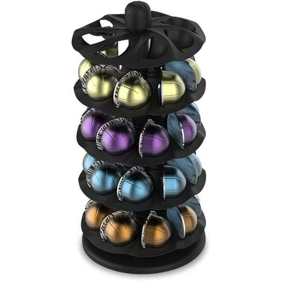 Everie Rotary Coffee Pod Capsules Carousel Holder Organizer Compatible with 40 Nespresso Vertuoline Capsules (Black)