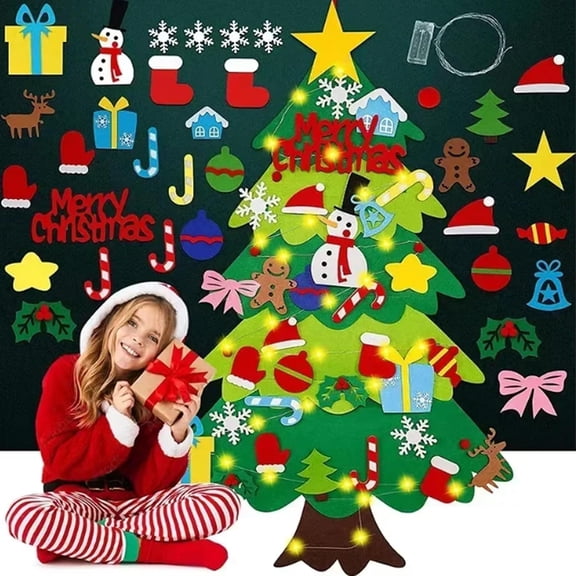 Everized Interactive Felt Christmas Tree for Toddlers, Montessori Christmas Tree for Toddler, Felt Christmas Tree for Kids