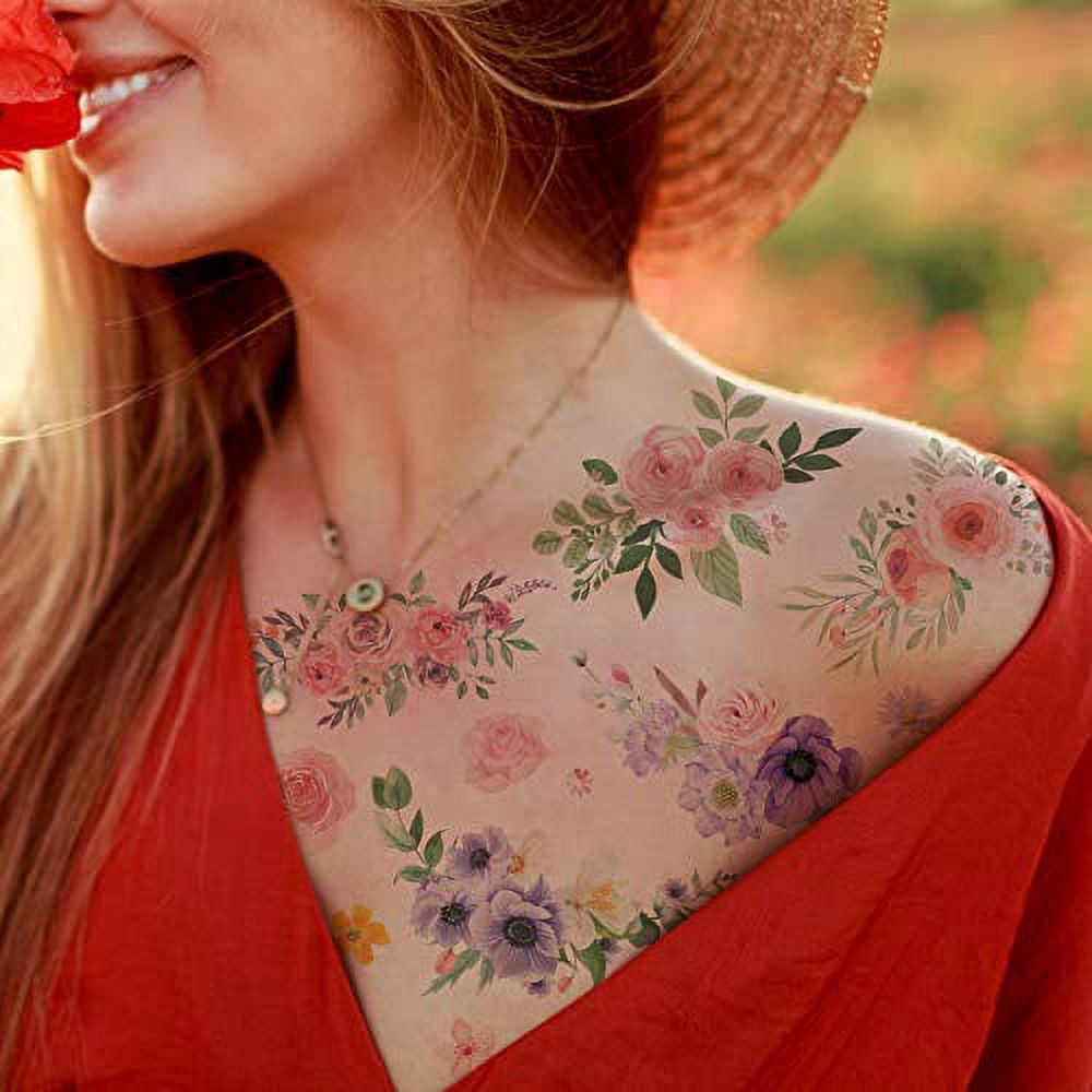 Everjoy Flowers Temporary Tattoos Stickers, India | Ubuy