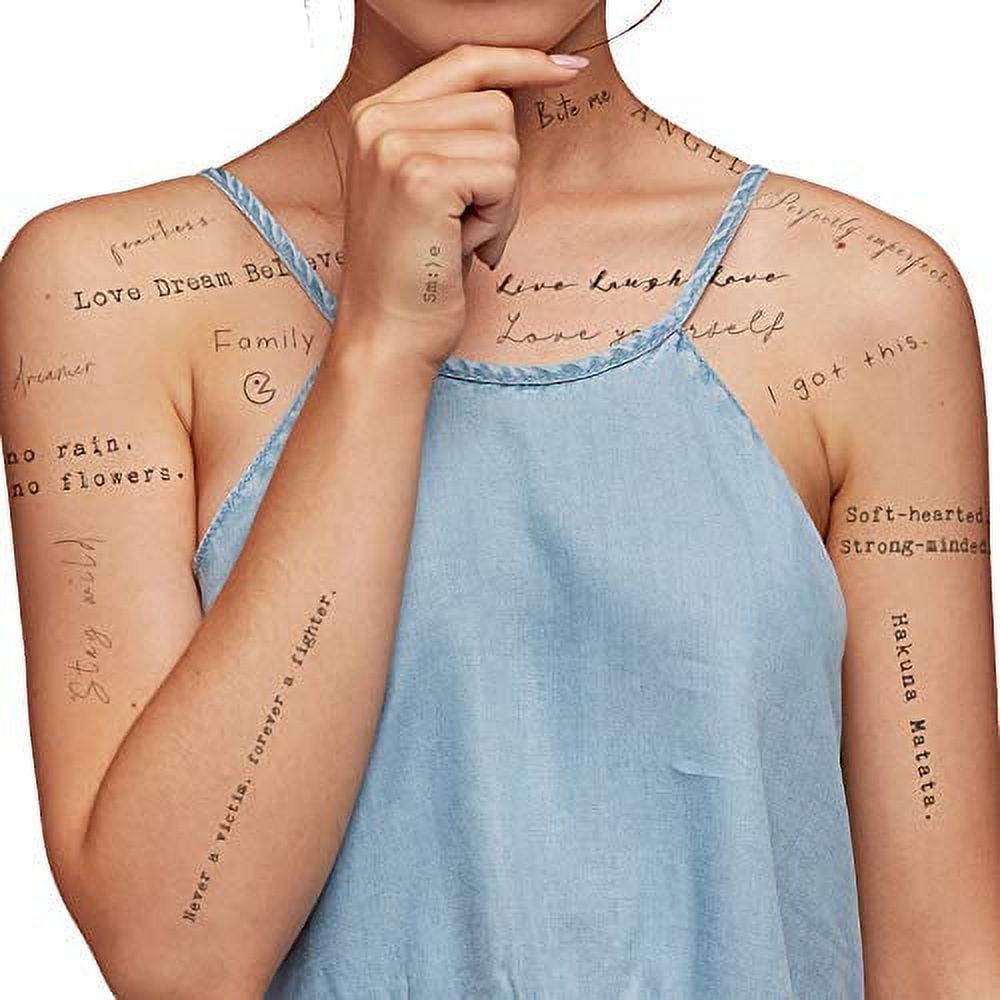 Everjoy Realistic Temporary Tattoos Inspirational Quotes Positive