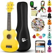 EVERJOYS 21" Soprano Ukulele Stringed Musical Instruments Beginner Kit w/ Free Online Lesson, Gig Bag, Strap, Digital Tuner, Spare String, Picks, Polishing Cloth, Rainbow Series