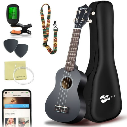 Everjoys 21 inch Soprano Ukulele Starter Kit w/Gig Bag,Rainbow String,Free Online Lesson,Tuner,Pick,Strap,Songbook