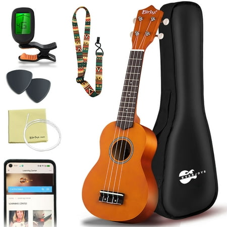 Everjoys 21 inch Soprano Ukulele Starter Kit w/Gig Bag,Rainbow String,Free Online Lesson,Tuner,Pick,Strap,Songbook