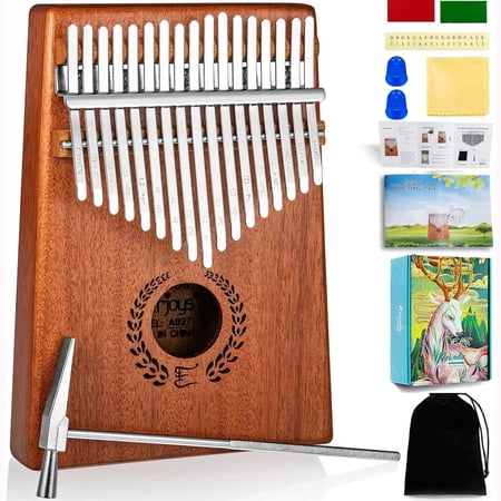Everjoys Kalimba Thumb Piano 17 Keys, Professional Musical Instrument Finger Piano Marimbas with Portable Bag, Fast to Learn Songbook, Tuning Hammer, All in One Kit