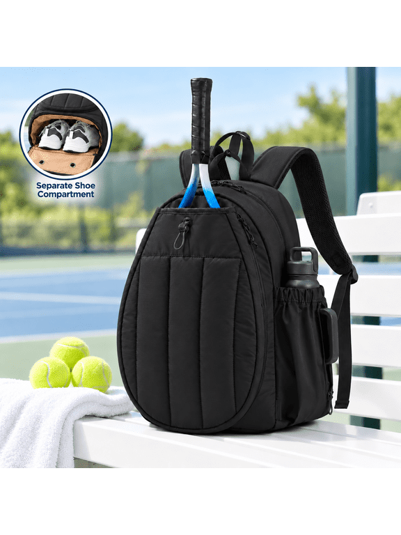 Tennis Gym Bag for Women 3-in-1 Convertible Sports Duffle Backpack, Racket Bag with Sling Strap, Fits 2 Rackets, 40oz Tumbler, Laptop & Shoes ,BLACK