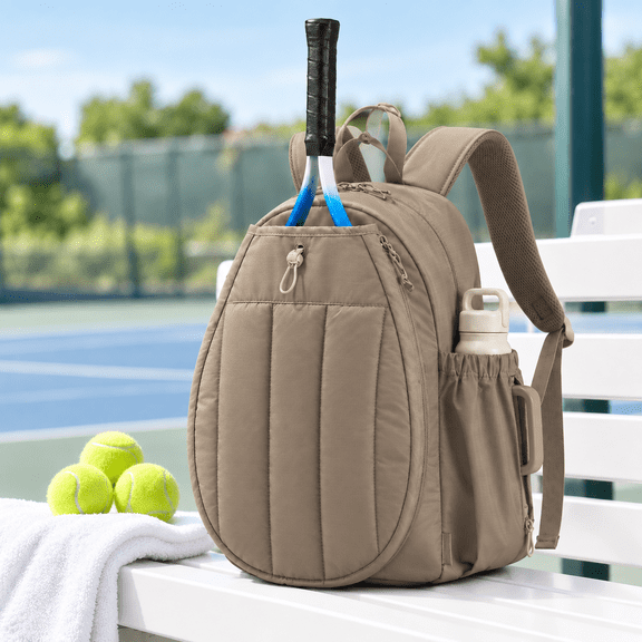 Everkeen Tennis Gym Bag for Women 3-in-1 Convertible Sports Duffle Backpack, Racket Bag with Sling Strap, Fits 2 Rackets, 40oz Tumbler, Laptop & Shoes ,KHAKI