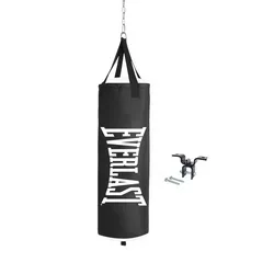Everlast 70 Lb Nevatear Heavy Bag Kit with Gloves & Hanger with Single Station Heavy-Duty Punching Bag Stand