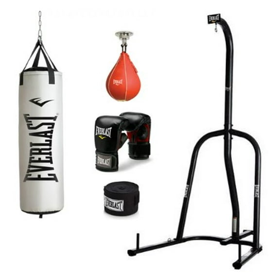 Everlast 70 lb Platinum Heavy Bag Kit with Everlast Single-Station Heavy Bag Stand, Black