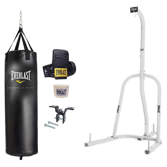 Everlast 70 lbs. Heavy Bag Kit with Everlast Single-Station Heavy Bag Stand, White