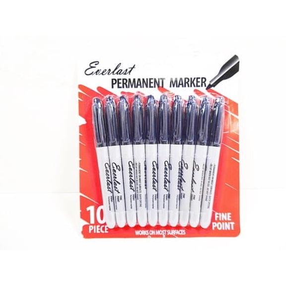 Everlast Black Permanent Marker 10 Pk Fine Point Markers Arts & Crafts Pen