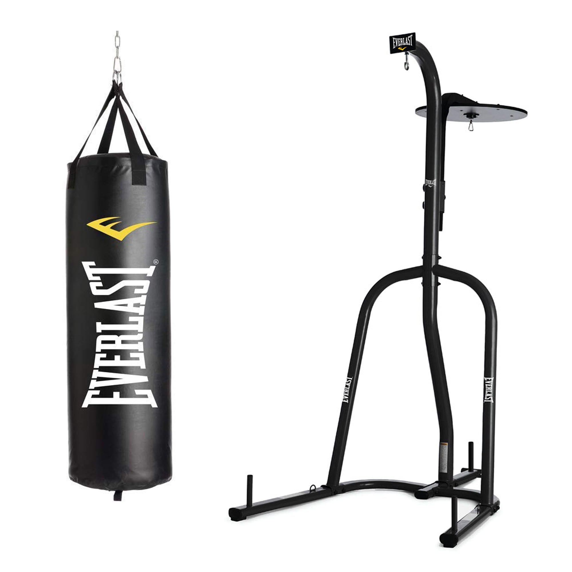 Everlast Dual Station Bag Stand and NevaTear 40 Pound Hanging Bag, Black