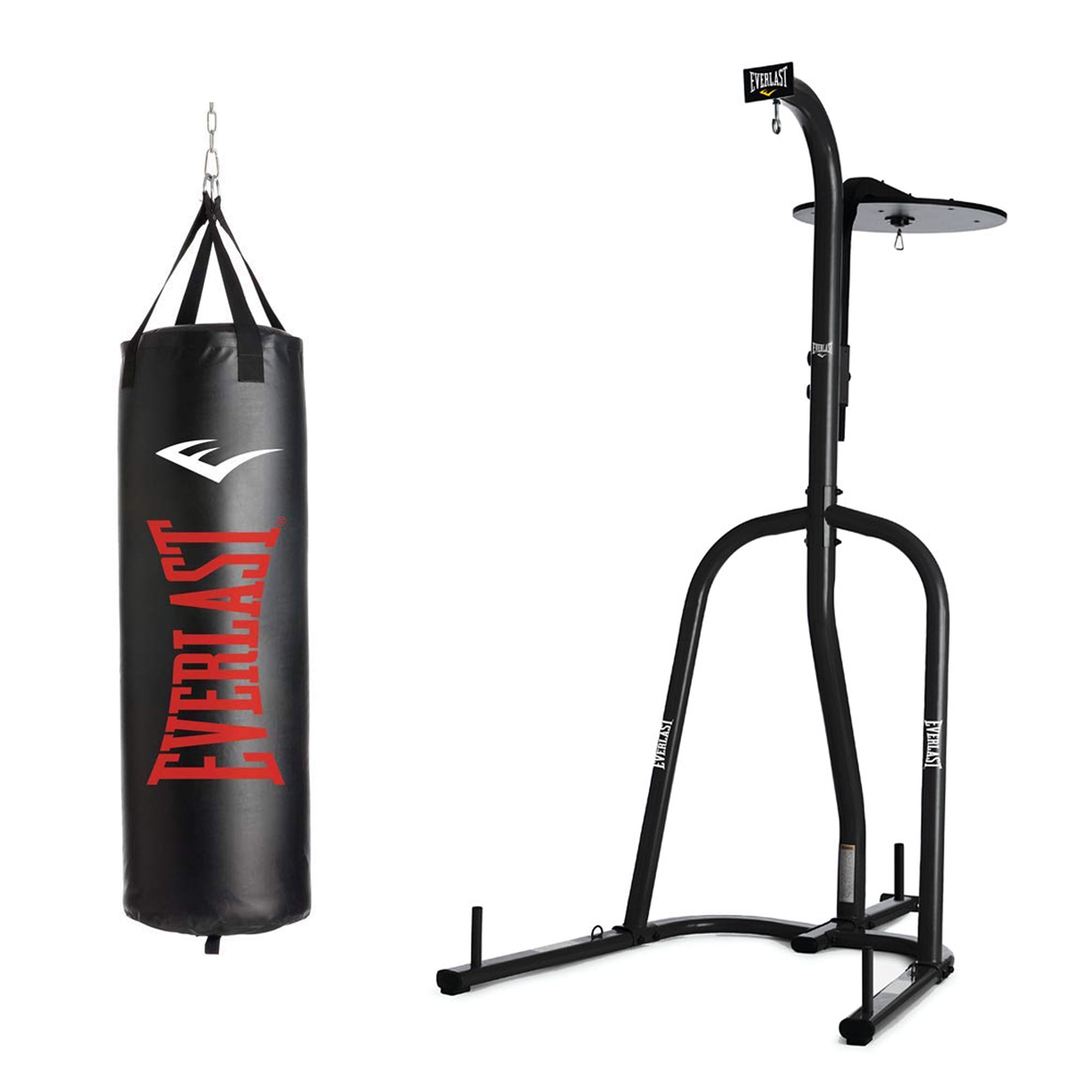 Everlast Dual Station Bag Stand and NevaTear 70 Pound Hanging Punching ...