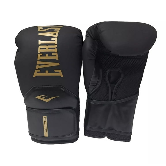 Everlast Elite 2 Boxing Gloves, Black/Gold 12 oz.