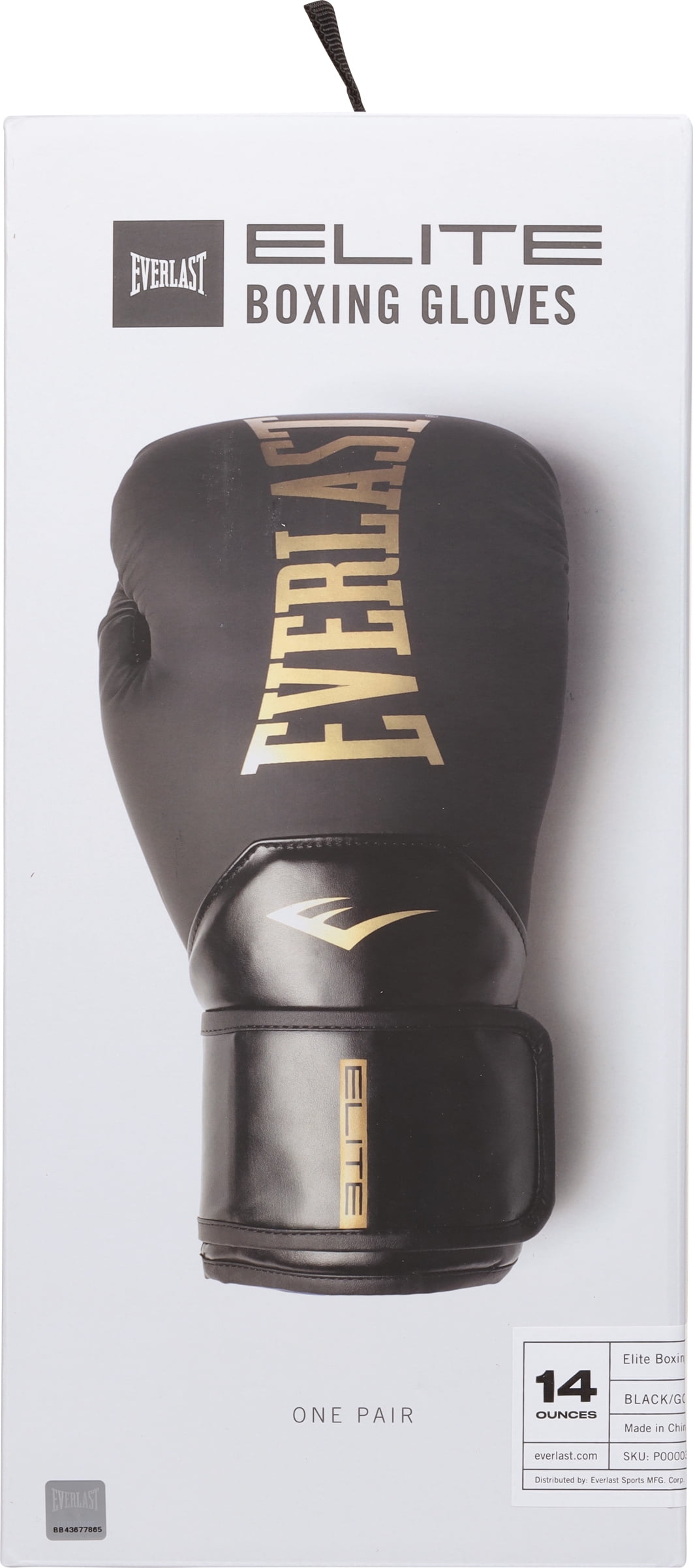 Everlast Elite 2 Boxing Gloves, Black/Gold 14 oz.