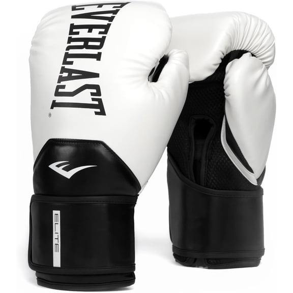 Everlast Elite 2 Boxing Gloves, White & Black 12 oz.