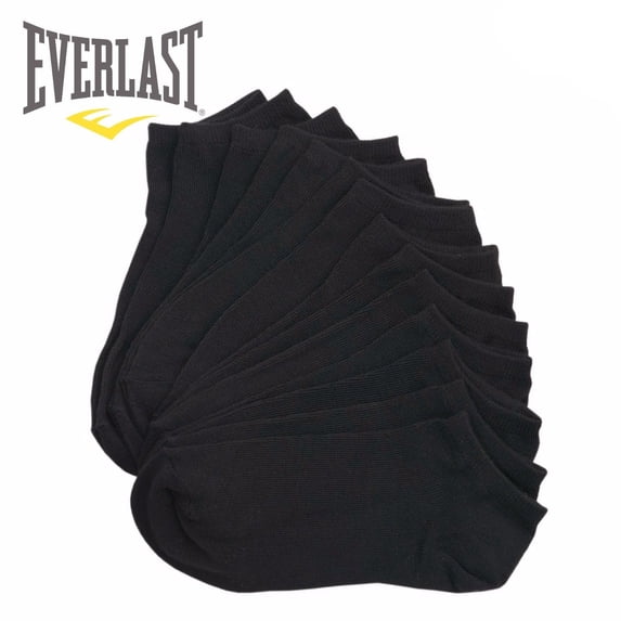Everlast Little Boys-Girls Black Solid Color Low Cut Ankle 7 Pair Pack Socks 6-8.5 (Black, 1 Pack-7 pairs)