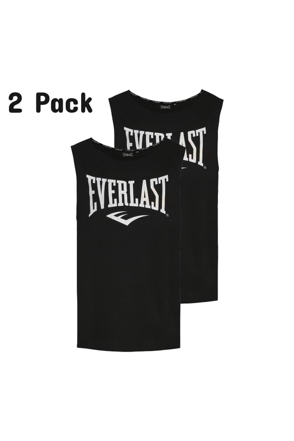Men's Black Sleeveless Shirt Glenwood Tank Logo Vest - 2 Pack (S01)