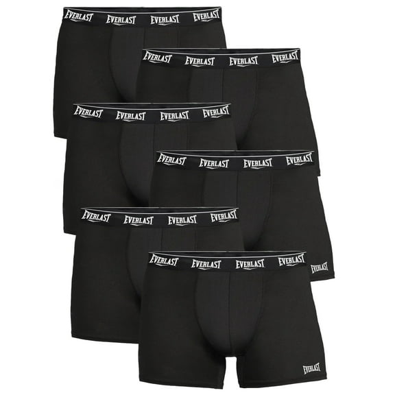 Everlast Men’s Trunks Breathable Cotton Underwear Boxers for Men, Black Large 6-Pack