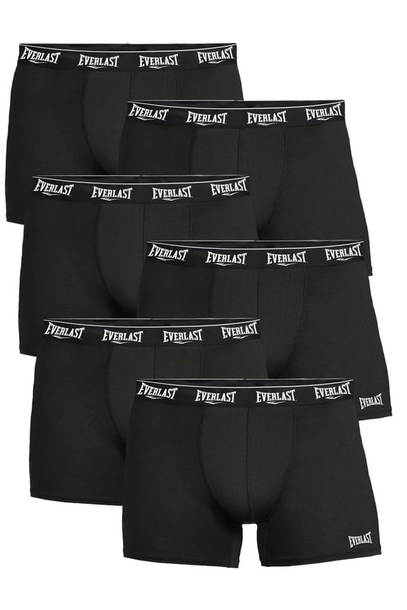 Men’s Trunks Breathable Cotton Underwear Boxers for Men, Black Large 6-Pack