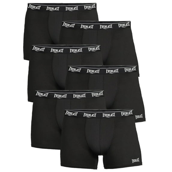 Everlast Men’s Trunks Breathable Cotton Underwear Boxers for Men, Black XL 6-Pack