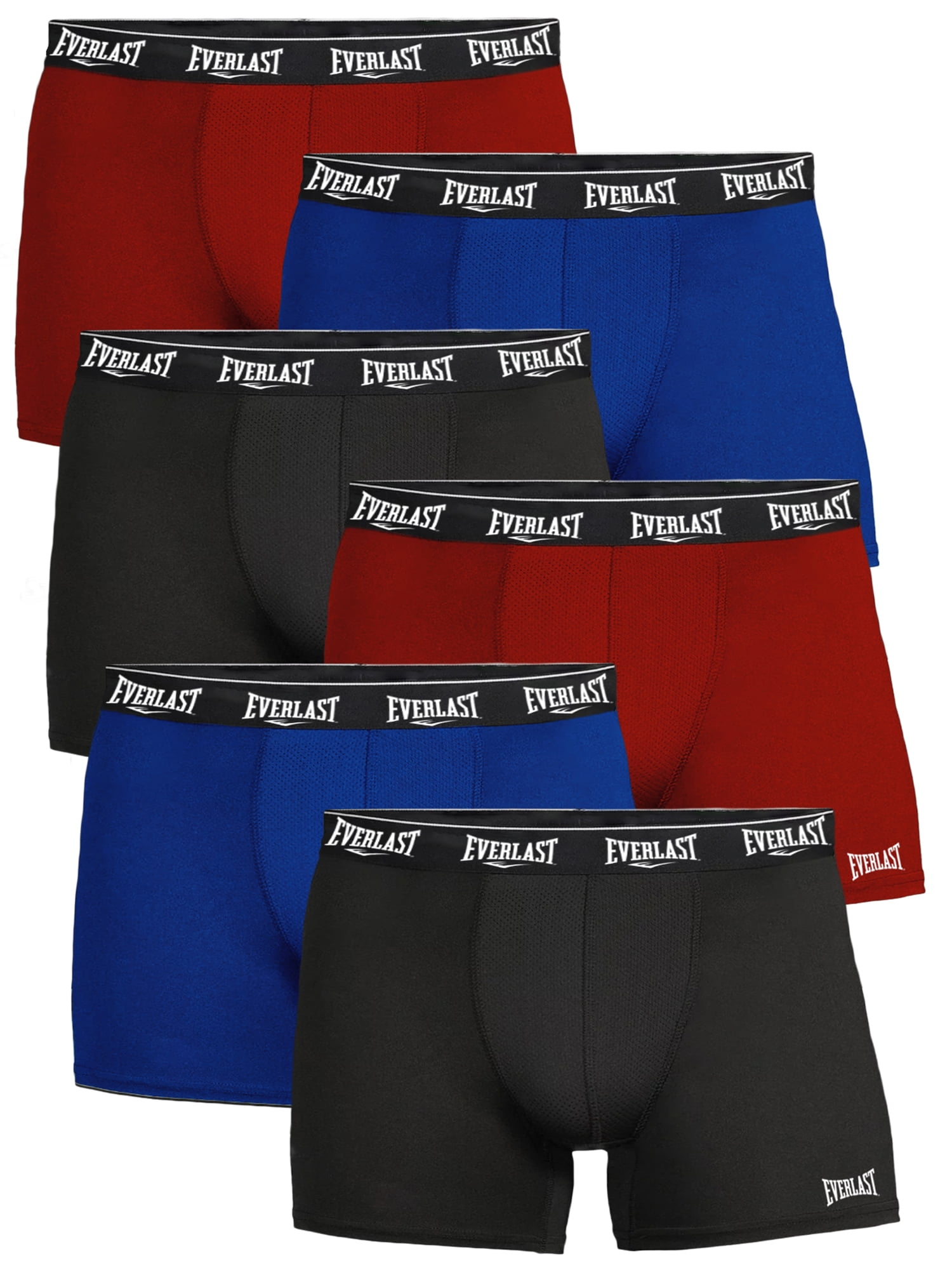 Everlast Men’s Trunks Breathable Cotton Underwear Boxers for Men, Royal/Red/Black Small 6-Pack