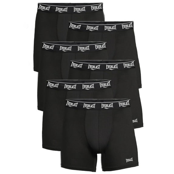 Everlast Mens Boxer Briefs Active Performance Breathable Underwear for Men, Black Medium 6-Pack