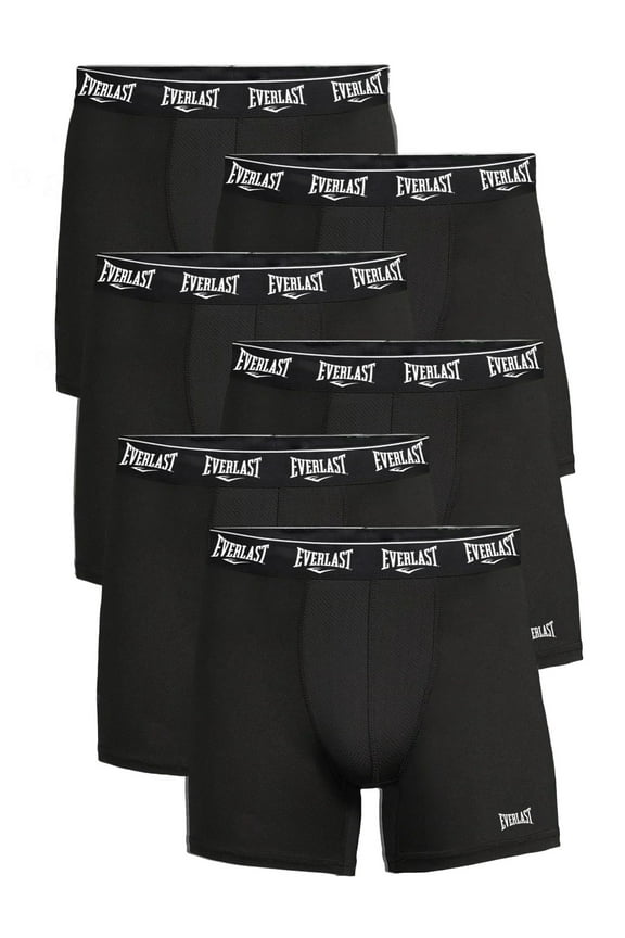 Mens Boxer Briefs Active Performance Breathable Underwear for Men, Black Medium 6-Pack