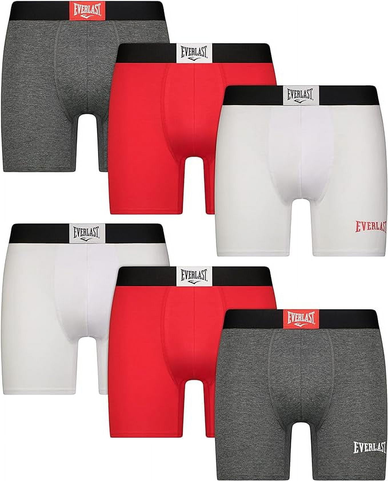 Everlast Mens Boxer Briefs Breathable Cotton Underwear Pack, 6Pack