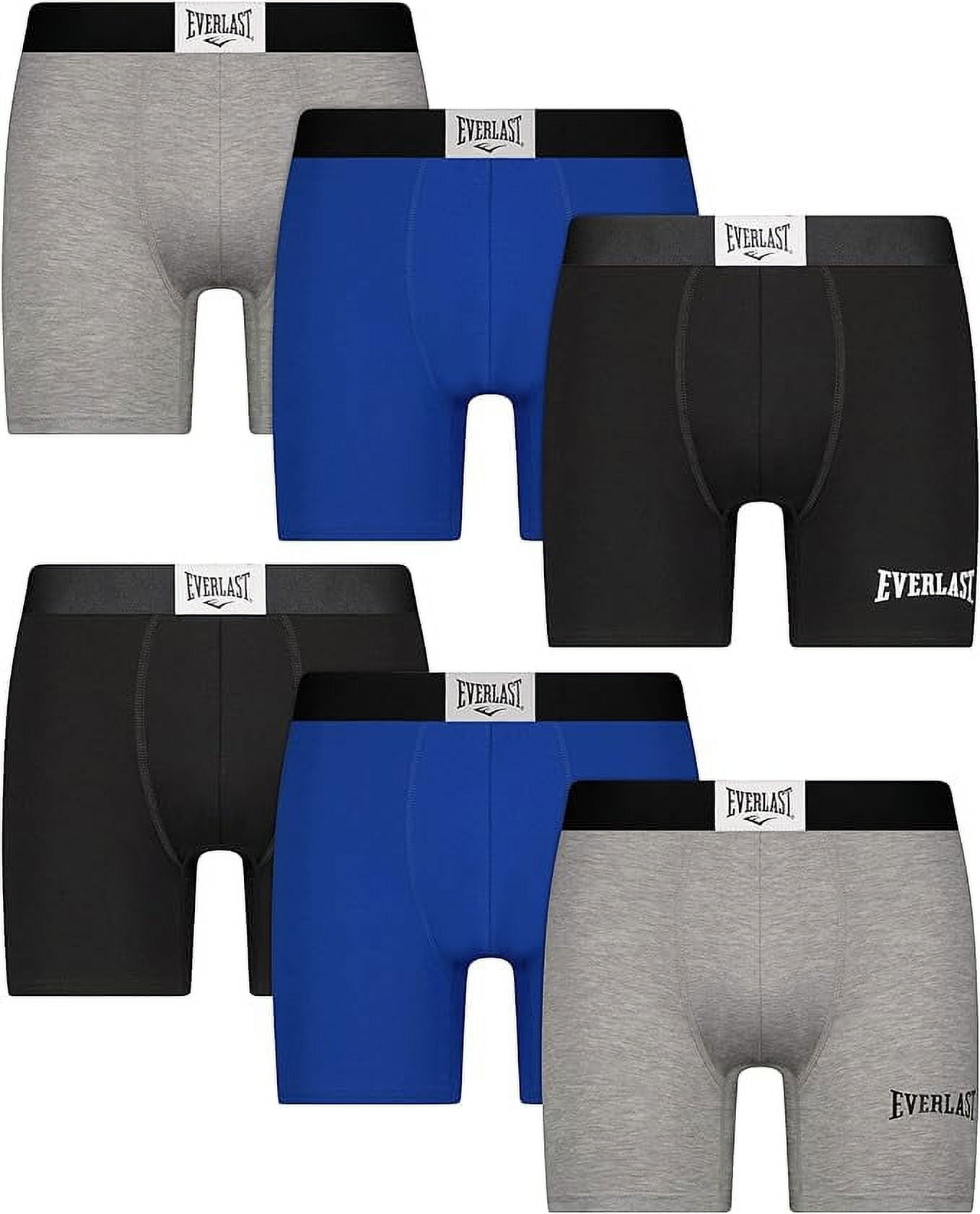 Everlast Mens Boxer Briefs Breathable Cotton Underwear Pack, Black 6-Pack 