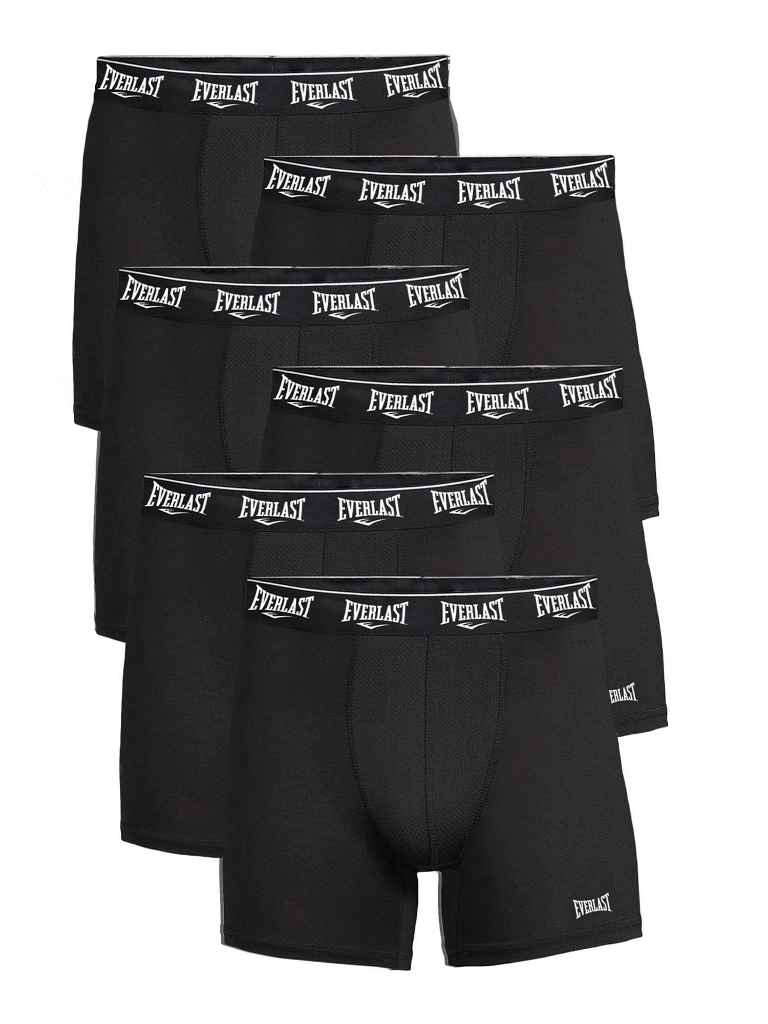 Everlast Mens Boxer Briefs Breathable Cotton Underwear Pack, Black 6-Pack