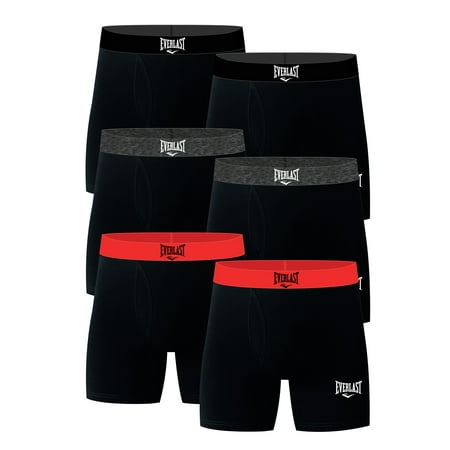 Everlast Men's Cotton Stretch Underwear Boxer Briefs with Fly, 6-Pack