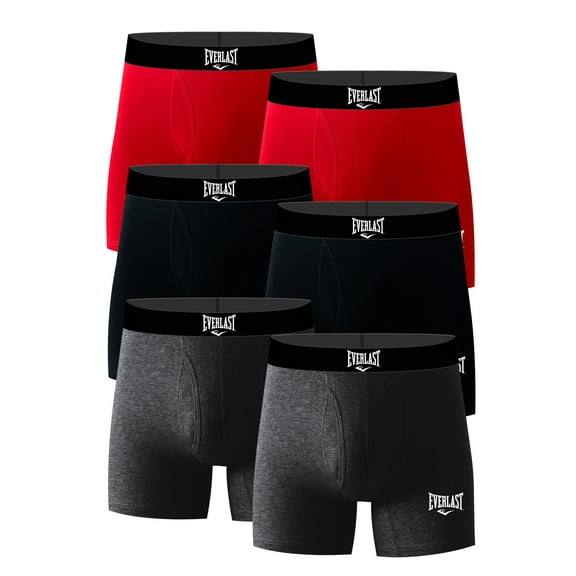 Everlast Men's Performance Stretch Boxer Briefs with Fly, 6-Pack