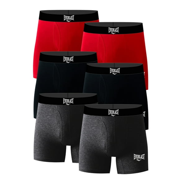 Everlast Men's Performance Stretch Boxer Briefs with Fly, 6-Pack