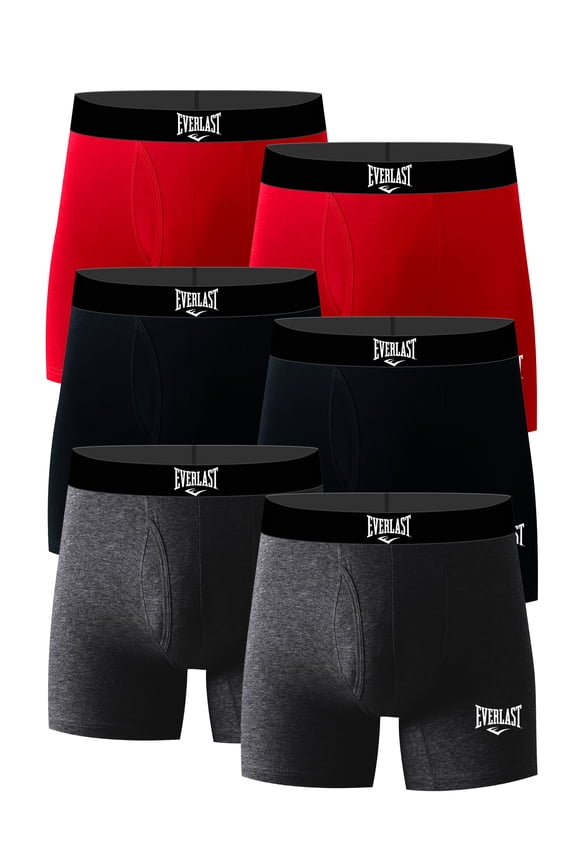 Men's Performance Stretch Boxer Briefs with Fly, 6-Pack