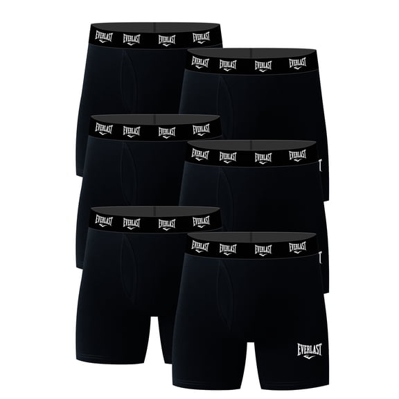 Everlast Mens Performance Boxer Brief With Fly, 6 Pack