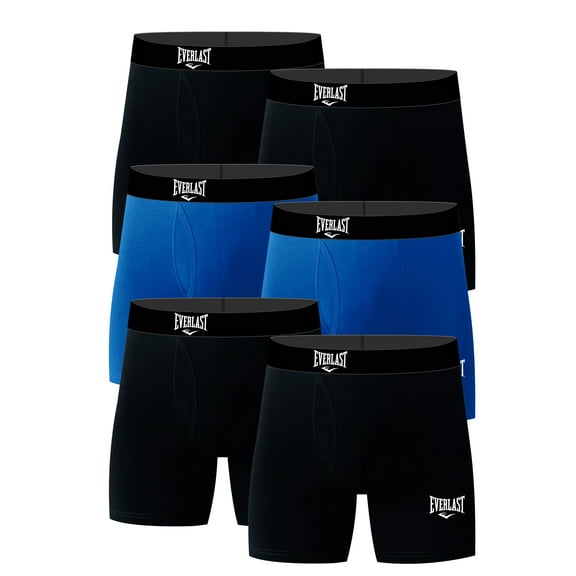 Everlast Men's Performance Underwear Stretch Boxer Briefs with Fly, 6-Pack