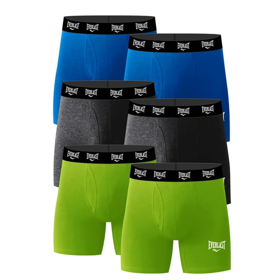 Everlast Men's Performance Stretch Boxer Briefs with Fly, 6-Pack