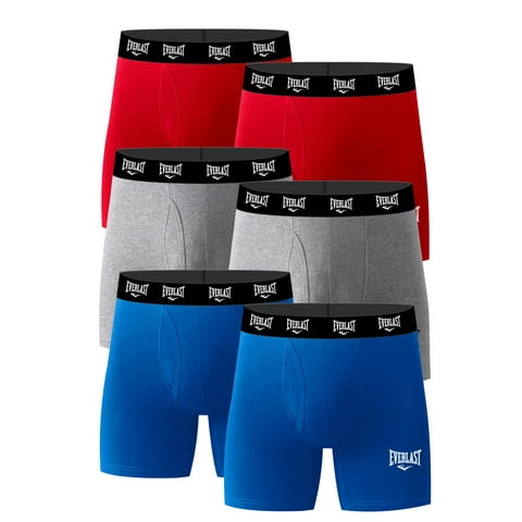 Everlast Men's Performance Underwear Stretch Boxer Briefs with Fly, 6-Pack
