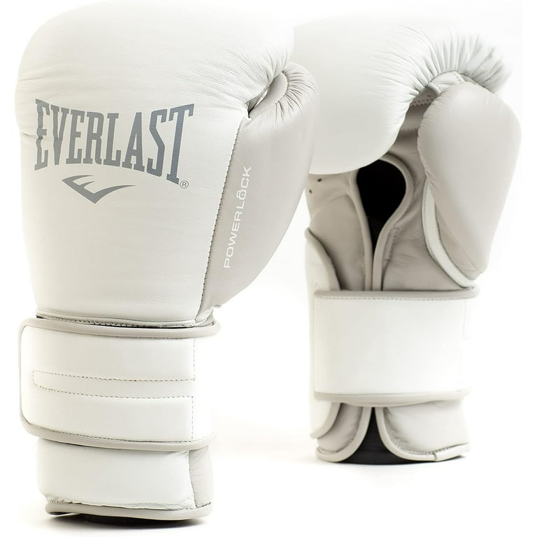 Everlast PowerLock2 Boxing Training Gloves 12 Oz White/Gray