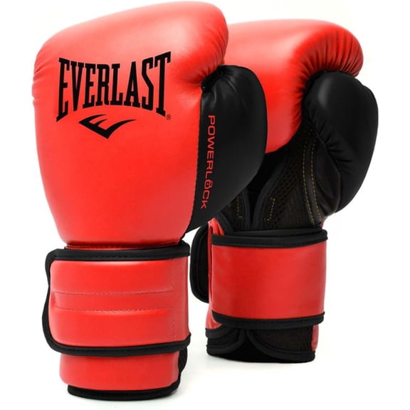 Everlast PowerLock2 Boxing Training Gloves Black/Red 12 oz.