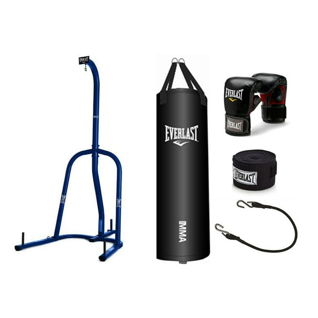 Everlast Single Station Punching Bag Stand and Nevatear Heavy Bag Kit ...